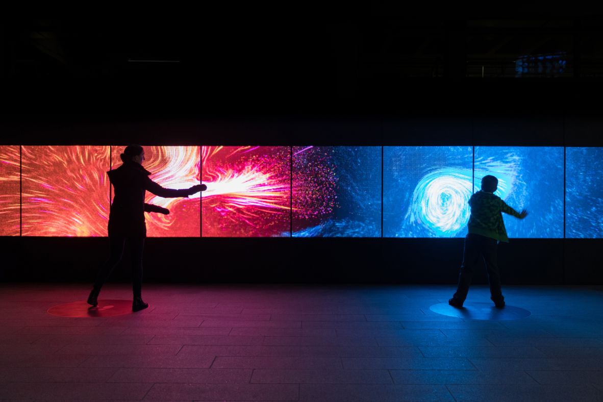 People at the El Grande Christmas Party interacting with Soundscape